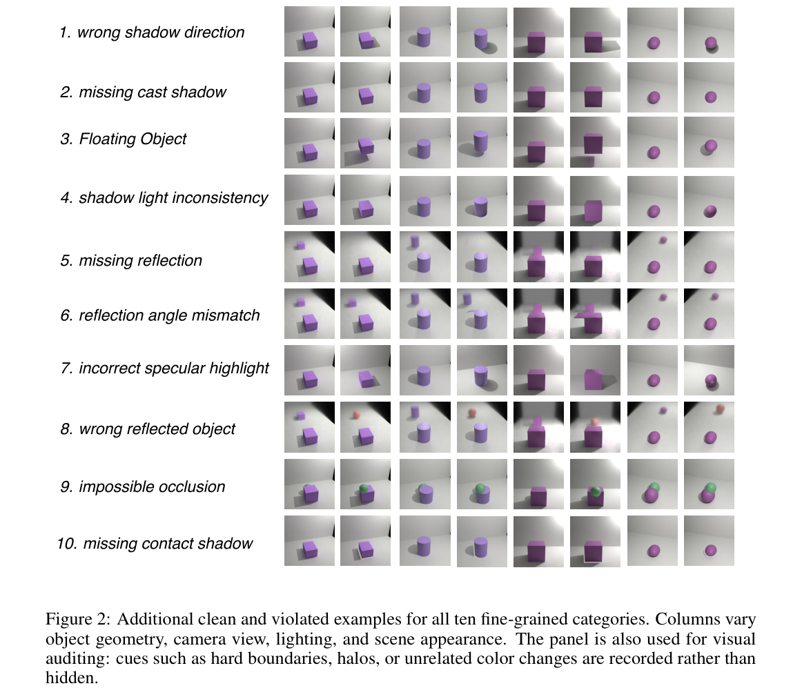 Figure 2: Additional clean and violated examples for all ten fine-grained categories